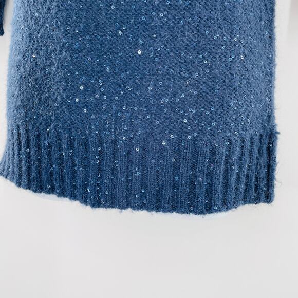 A/X ARMANI EXCHANGE Sweater Navy Blue Sequin 3/4 Sleeve Pullover Women's M - Picture 4 of 8